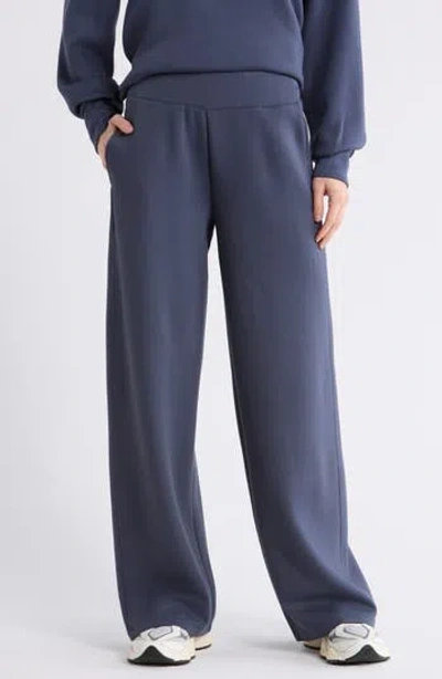 Z By Zella Whisper Knit High Waist Wide Leg Pants In Blue