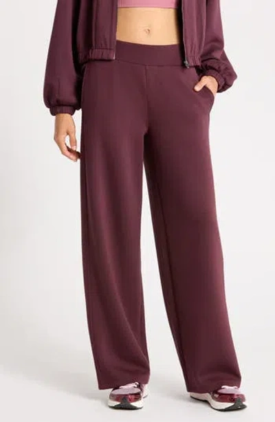 Z By Zella Whisper Knit High Waist Wide Leg Pants In Brown