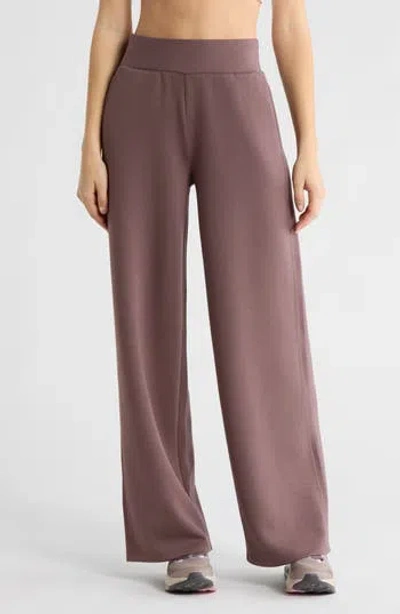 Z By Zella Whisper Knit High Waist Wide Leg Pants In Brown