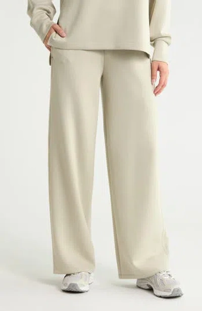 Z By Zella Whisper Knit High Waist Wide Leg Pants In Neutral