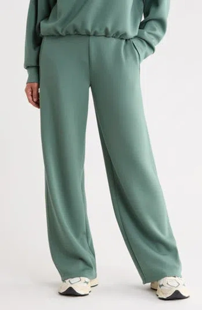 Z By Zella Whisper Knit High Waist Wide Leg Pants In Green Tree