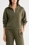 Z By Zella Whisper Knit Quarter Zip Pullover In Green