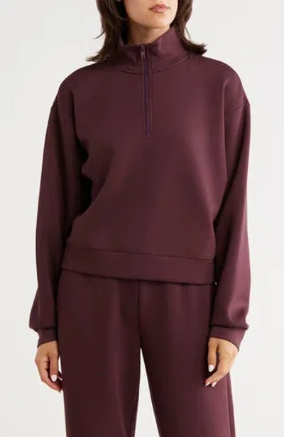 Z By Zella Whisper Knit Quarter Zip Pullover In Burgundy