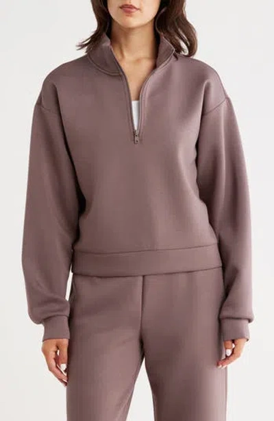 Z By Zella Whisper Knit Quarter Zip Pullover In Neutral