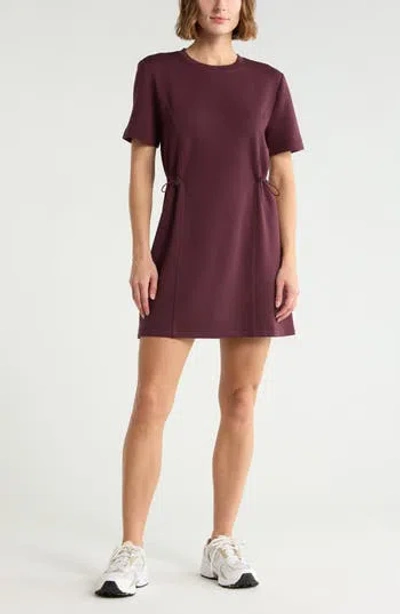 Z By Zella Whisper Knit Short Sleeve Dress In Burgundy