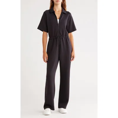 Z By Zella Whisper Relaxed Fit Scuba Knit Jumpsuit In Black