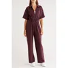 Z By Zella Whisper Relaxed Fit Scuba Knit Jumpsuit In Burgundy