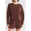 Z By Zella Whisper Scuba Easy Crew Sweatshirt In Brown Bitter