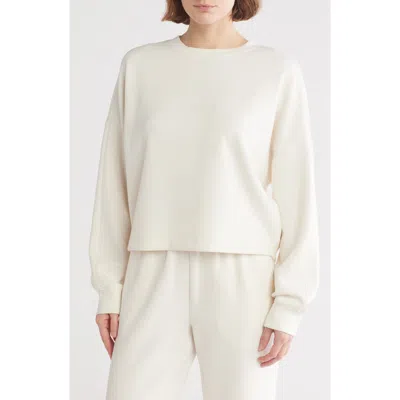 Z By Zella Whisper Scuba Easy Crew Sweatshirt In Ivory Egret