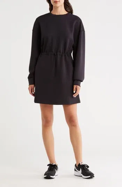 Z By Zella Whisper Scuba Knit Sweatshirt Dress In Black