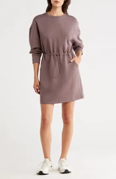 Z By Zella Whisper Scuba Knit Sweatshirt Dress In Neutral