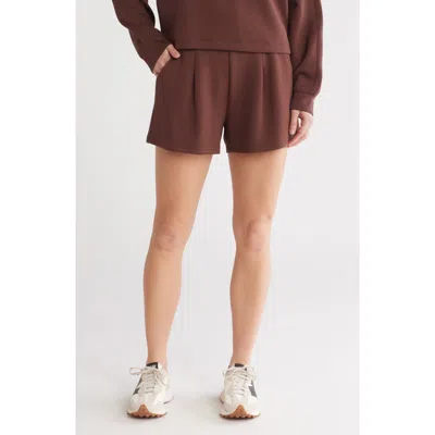 Z By Zella Whisper Scuba Pleated Shorts In Brown Bitter