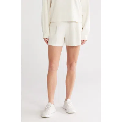 Z By Zella Whisper Scuba Pleated Shorts In Ivory Egret