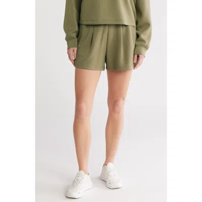 Z By Zella Whisper Scuba Pleated Shorts In Olive Covert
