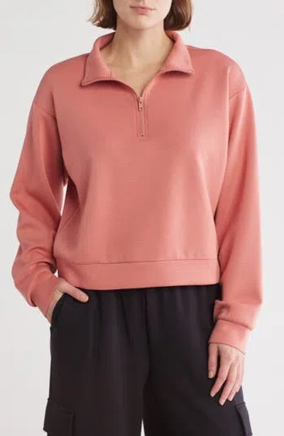 Z By Zella Whisper Scuba Quarter Zip In Pink Desert