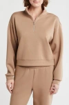 Z By Zella Whisper Scuba Quarter Zip In Tan Portabella