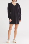 Z By Zella Whisper Scuba V-neck T-shirt Dress In Black