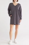 Z By Zella Whisper Scuba V-neck T-shirt Dress In Grey Forged