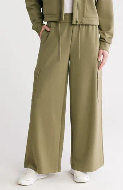 Z By Zella Whisper Scuba Wide Leg Scuba Pants In Olive Covert