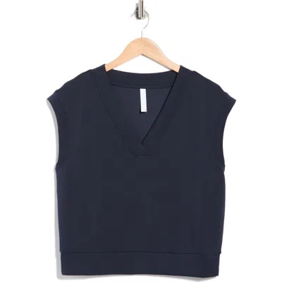 Z By Zella Whisper V-neck Short Sleeve Knit Top In Blue