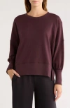 Z By Zella Wind Down Terry Volume Crewneck Sweatshirt In Brown