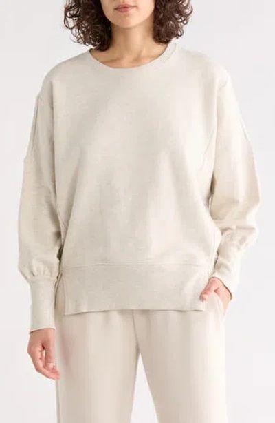 Z By Zella Wind Down Terry Volume Crewneck Sweatshirt In White