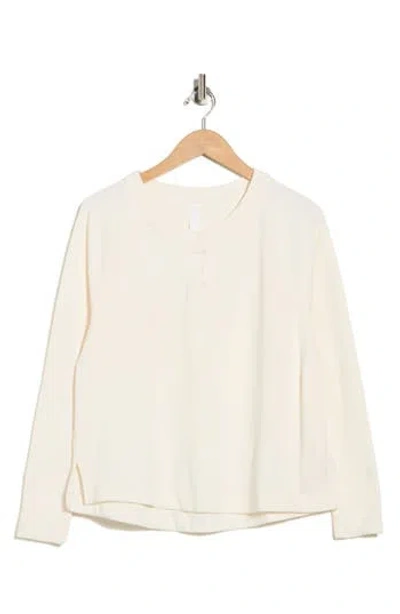 Z By Zella Zen Relaxed Long Sleeve Waffle Knit Henley In Neutral