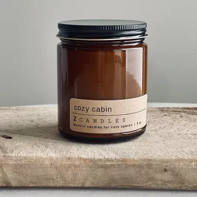 Z Candles 8 oz Cozy Cabin Single Wick Scented Jar Candle In Brown