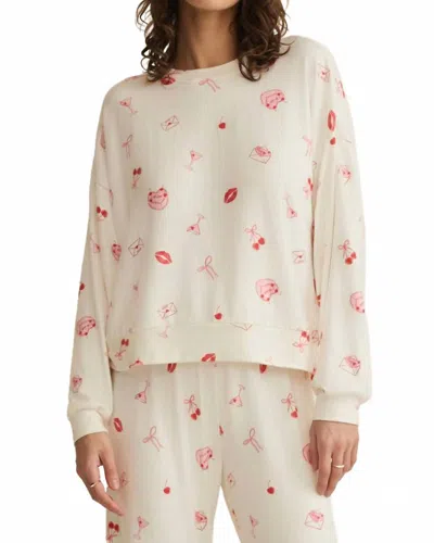 Z Lounge Mira Sweet Things Long Sleeve Top In Vanilla Ice In White