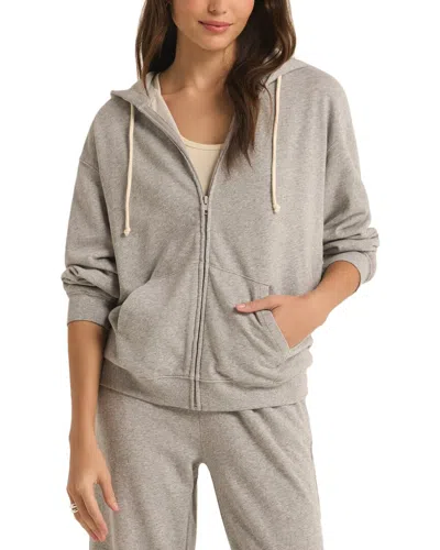Z Supply Academy Zip Up Hoodie In Gray