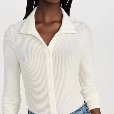 Z Supply Adrienne Rib Button Up Top In White