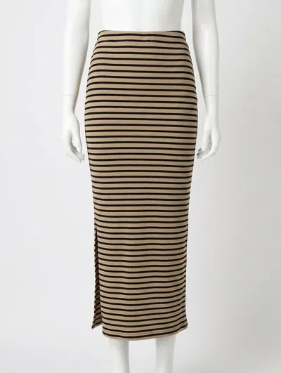 Z Supply Ainslie Stripe Midi Skirt In Putty In Yellow