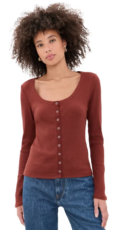 Z Supply Albany Waffle Tee Velvet Rouge In Brown