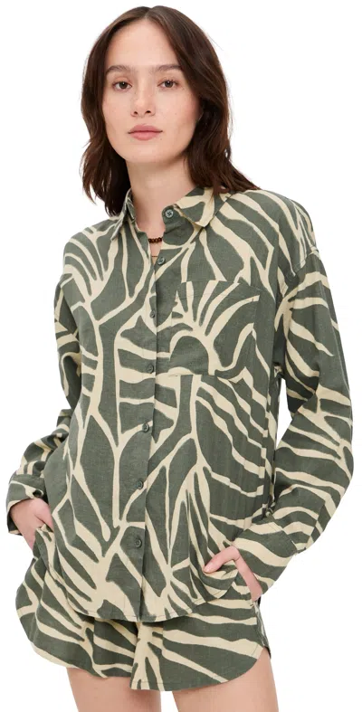 Z Supply Alfie Tova Button Down Tea Leaf In Green