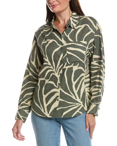 Z Supply Alfie Tova Palm Button-up Linen-blend Blouse In Multi