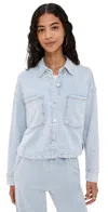 Z Supply All Day Cropped Knit Denim Jacket Washed Indigo In Multi