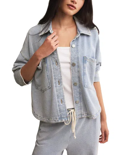 Z Supply All Day Cropped Knit Jacket In Blue