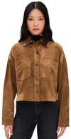 Z Supply All Day Cropped Suede Jacket Coconut In Multi