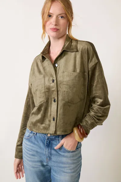 Z Supply All Day Cropped Suede Jacket In Green