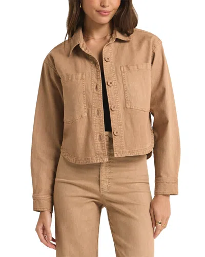 Z Supply All Day Cropped Washed Jacket In Brown