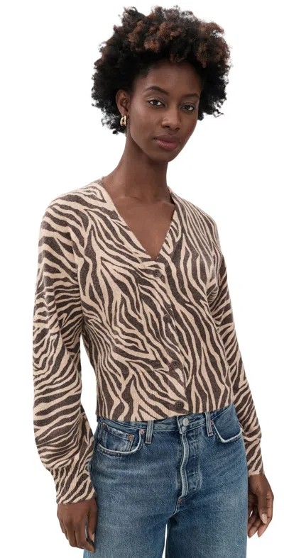 Z Supply All The Wild Cardigan Dark Chocolate In Animal Print