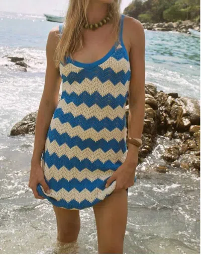 Z Supply Allure Stripe Crochet Mini Dress In Blue Wave