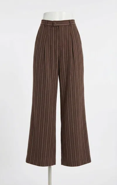 Z Supply Alma Pinstripe Wide Leg Pant In Chocolate Cherry In Brown