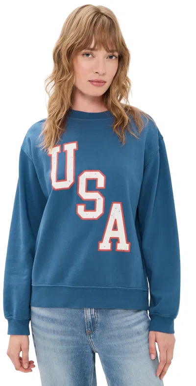 Z Supply Americana Sweatshirt True Navy In Blue