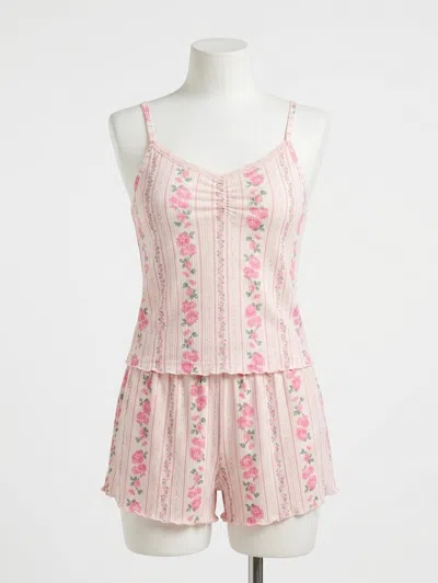 Z Supply Amour Boudoir Floral Shorts In Vanilla Ice In Pink