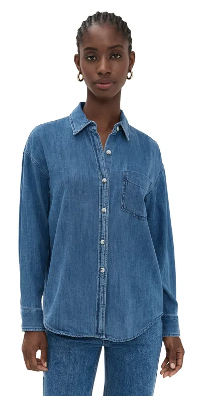 Z Supply Atwood Denim Shirt Medium Indigo In Blue