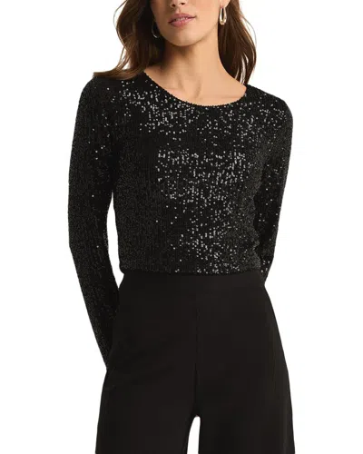 Z Supply Aurora Sequin Top In Black