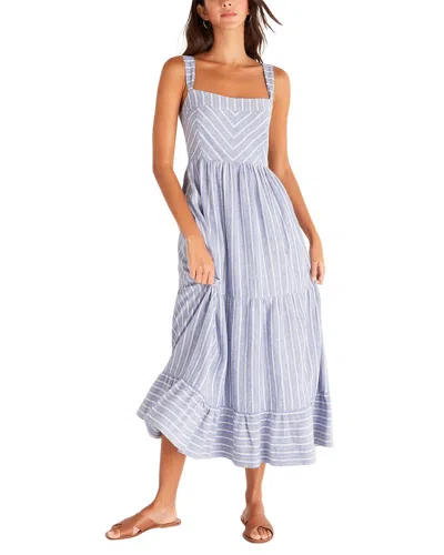 Z Supply Ayla Striped Linen-blend Midi Dress In Blue