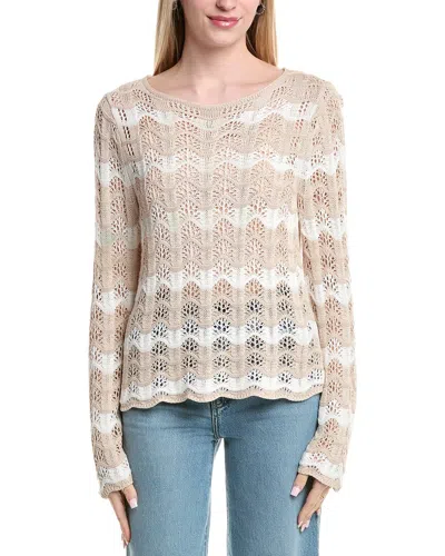 Z Supply Azura Stripe Crochet Sweater In Pink