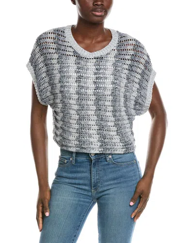 Z Supply Ballast Crochet Stripe Top In Gray